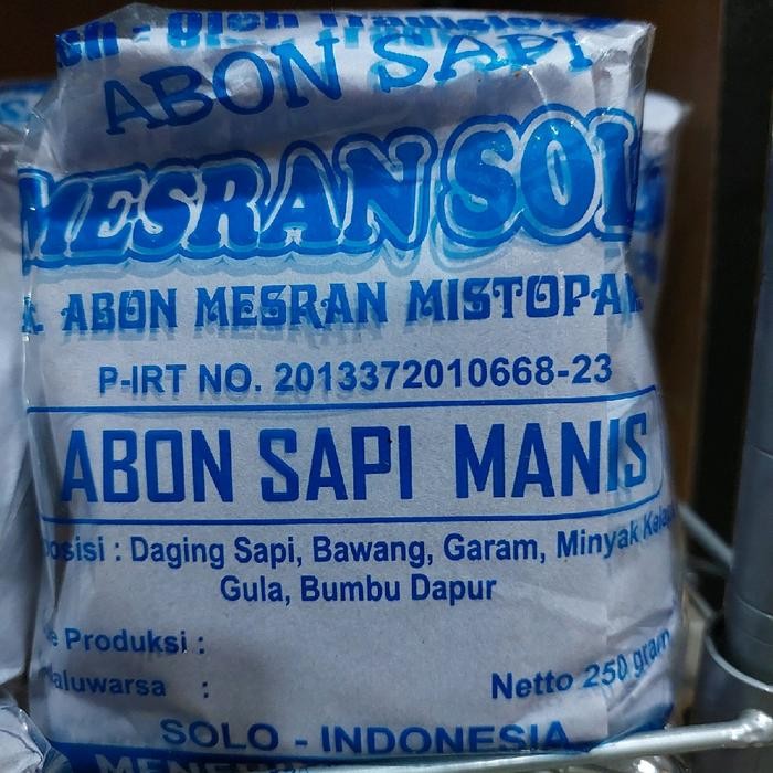 

Abon Sapi Mesran Solo Mistopawiro 250 gram - Manis
