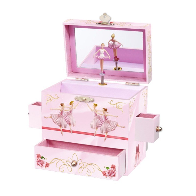 

Children's Day Christmas Gift Multi Drawer Ballet Music Box Jewelry Octopath Box Makeup Mirror Girl Birthday Gift Music Boxes