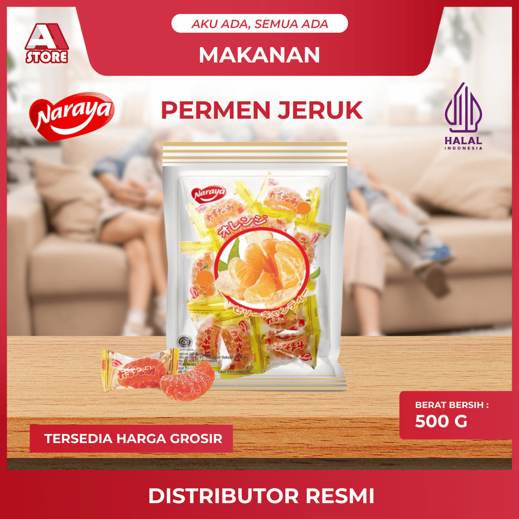 

NARAYA Jelly Jeruk Mandarin 500gr Permen Lunak Bentuk Buah Rasa Manis Halal