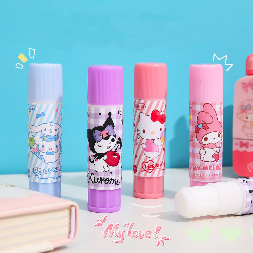 

SHINSDAY Glue Stick Sanrio Lem Kertas Lem Batang 9gr Anak Sekolah Kuromi Cinamoroll Hellokitty My Melody