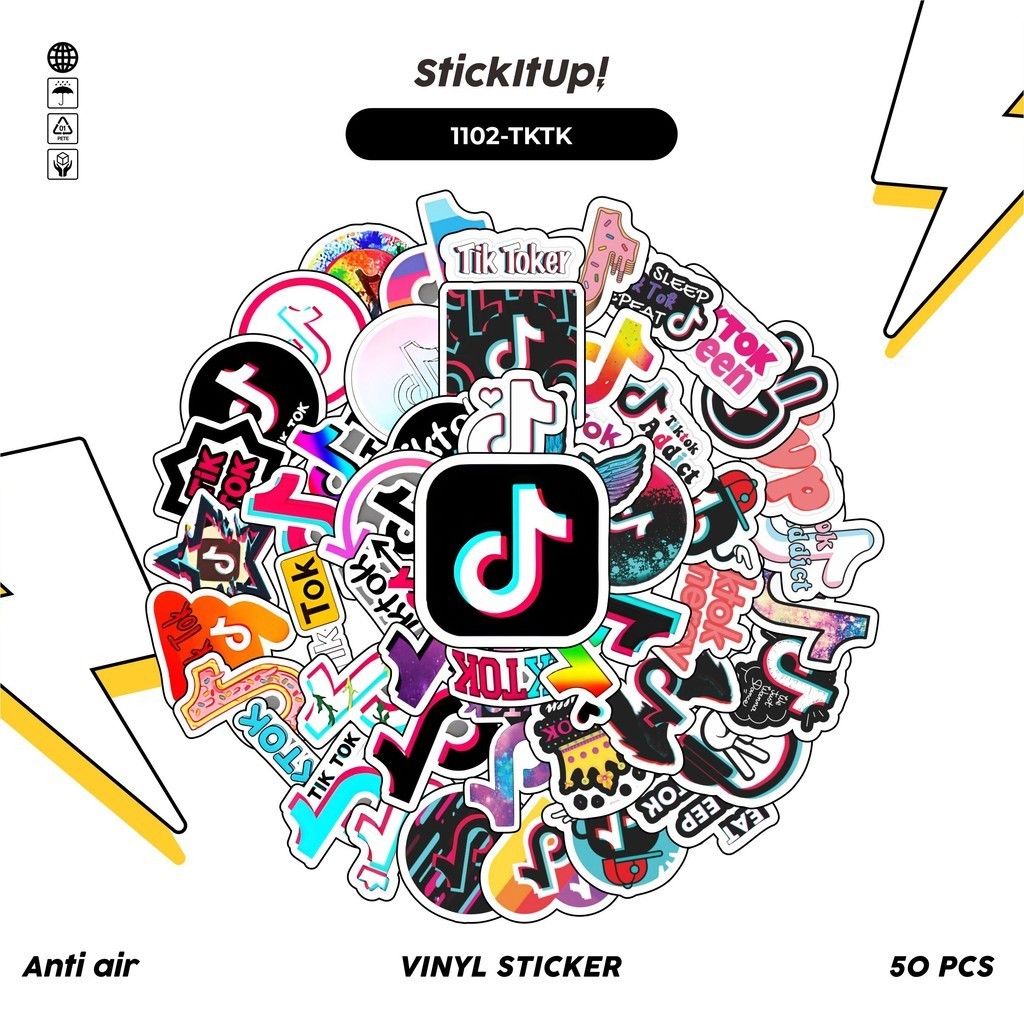 

COD✨ 100 Pcs Stiker Pack Tiktok Lucu Lucu Aesthetic Vynil Waterproof untuk Freebies Sticker Buku Journal Casing HP Laptop