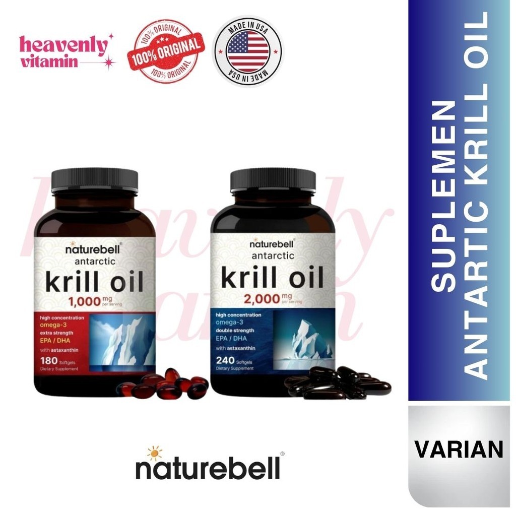 ORIGINAL NatureBell Antarctic Krill Oil 1000 & 2000 mg - 240 Softgels Non GMO