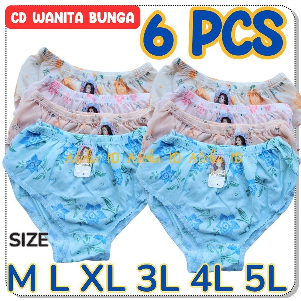 6 PCS CELANA DALAM WANITA MOTIF BUNGA  CANTIK CD Wanita Murah
