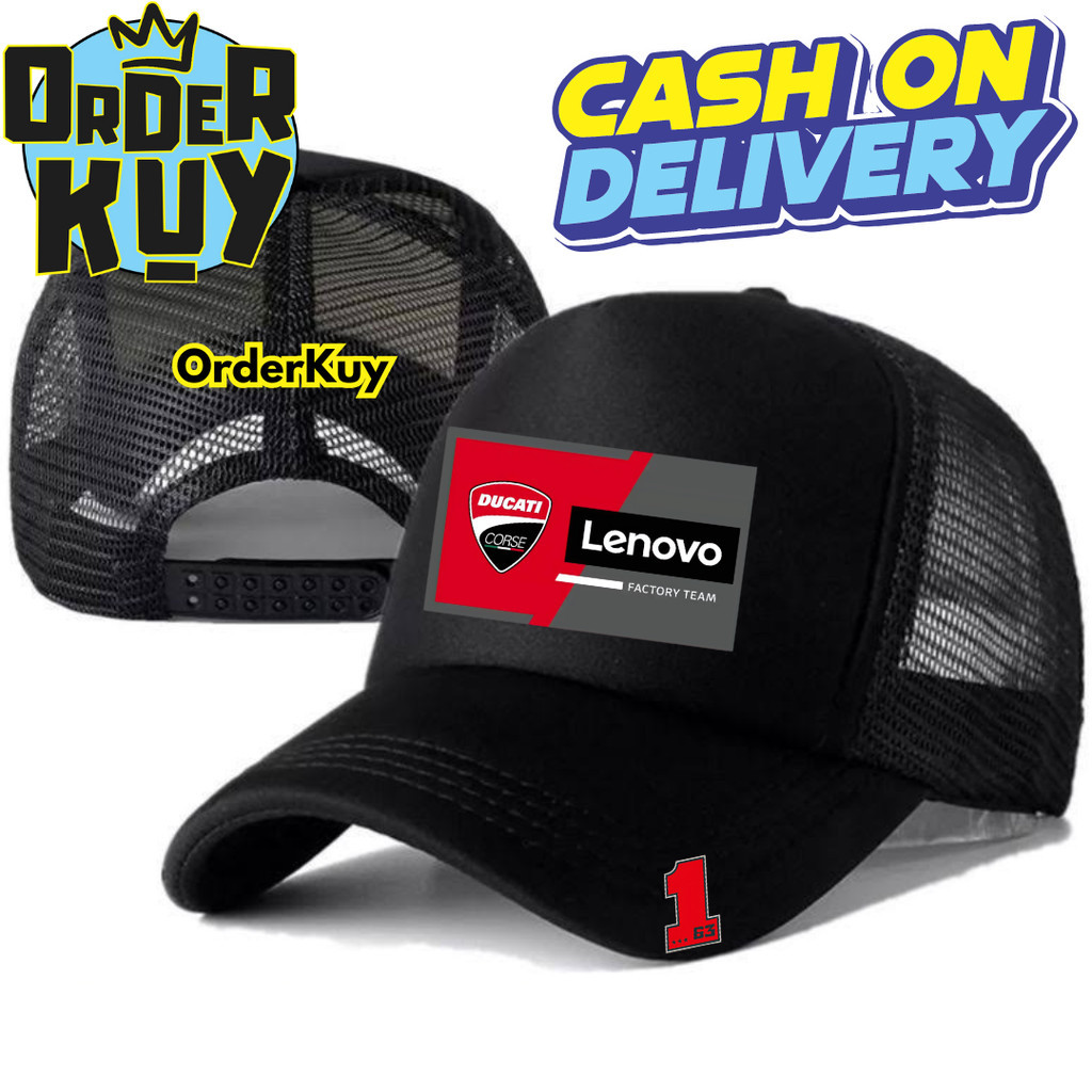 OrderKuy Topi Trucker WORLD CHAMPION PECCO DUCATI - Topi Distro DUCATI LENOVO FACTORY TEAM Logo - To