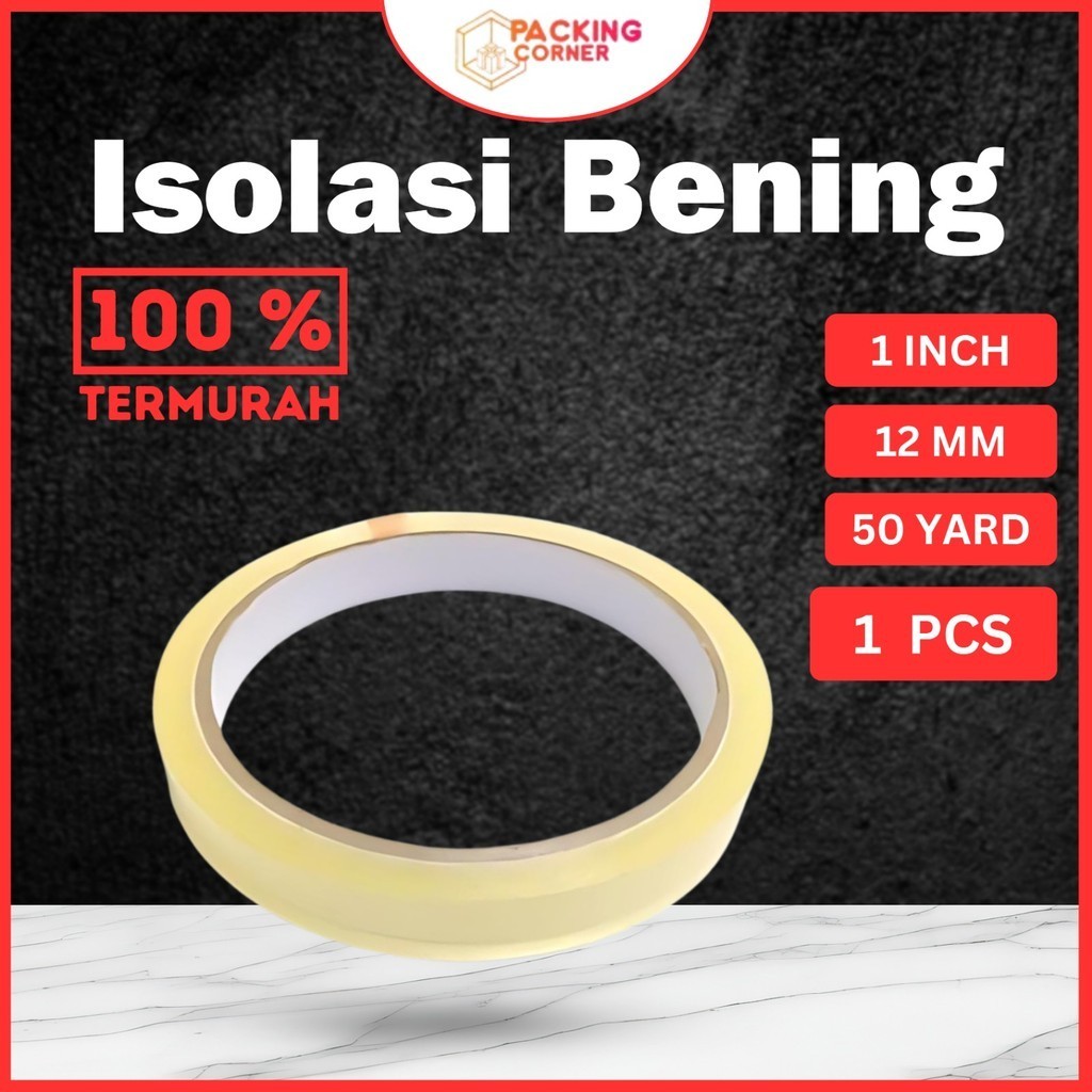 

Lakban Selotip 12mm x 50 Yard Isolasi Bening ATK Tape 0,5 1/2 Inch 50Y