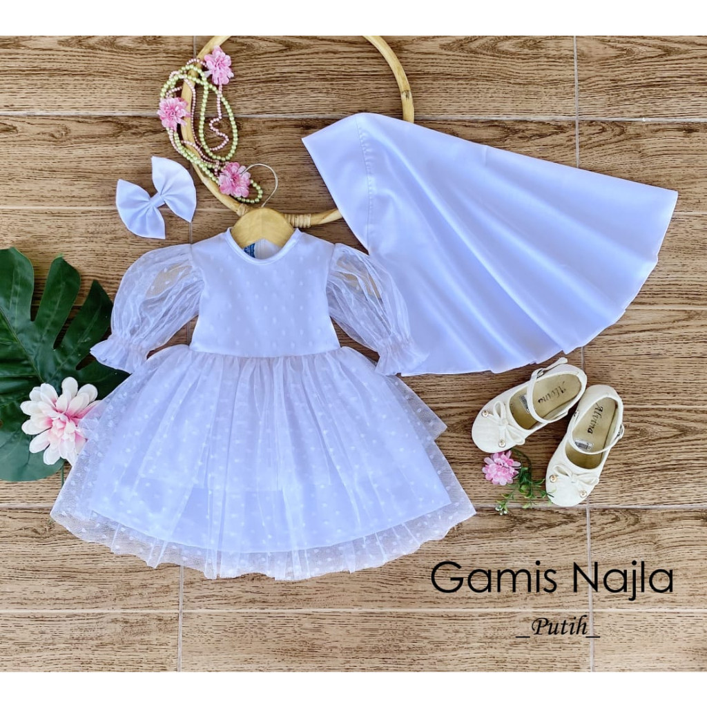 Gamis Najla Gamis Tulle dot Anak Gamis Anak Perempuan Gamis terbaru Gamis Lebaran Gamis Tulle dot Ga
