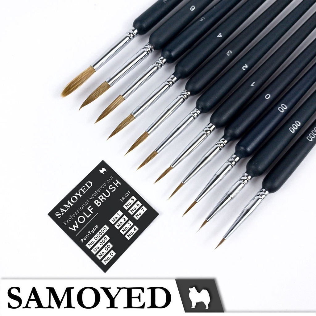 

10pcs Kuas Lukis Cat Air Bulu Serigala Profesional / Professional Pen-Type Round Watercolour Wolf Hair / Bristles Painting / Artist / Detail / Liner Brush Samoyed BR-WN 00000 - 7