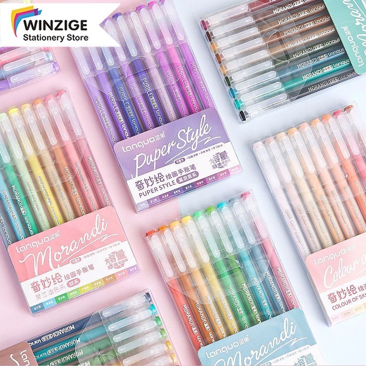 

SURABAYA Winzige Set 9pcs Pulpen warna warni 0.5mm pena pulpen aesthetic morandi journal marker gel pen