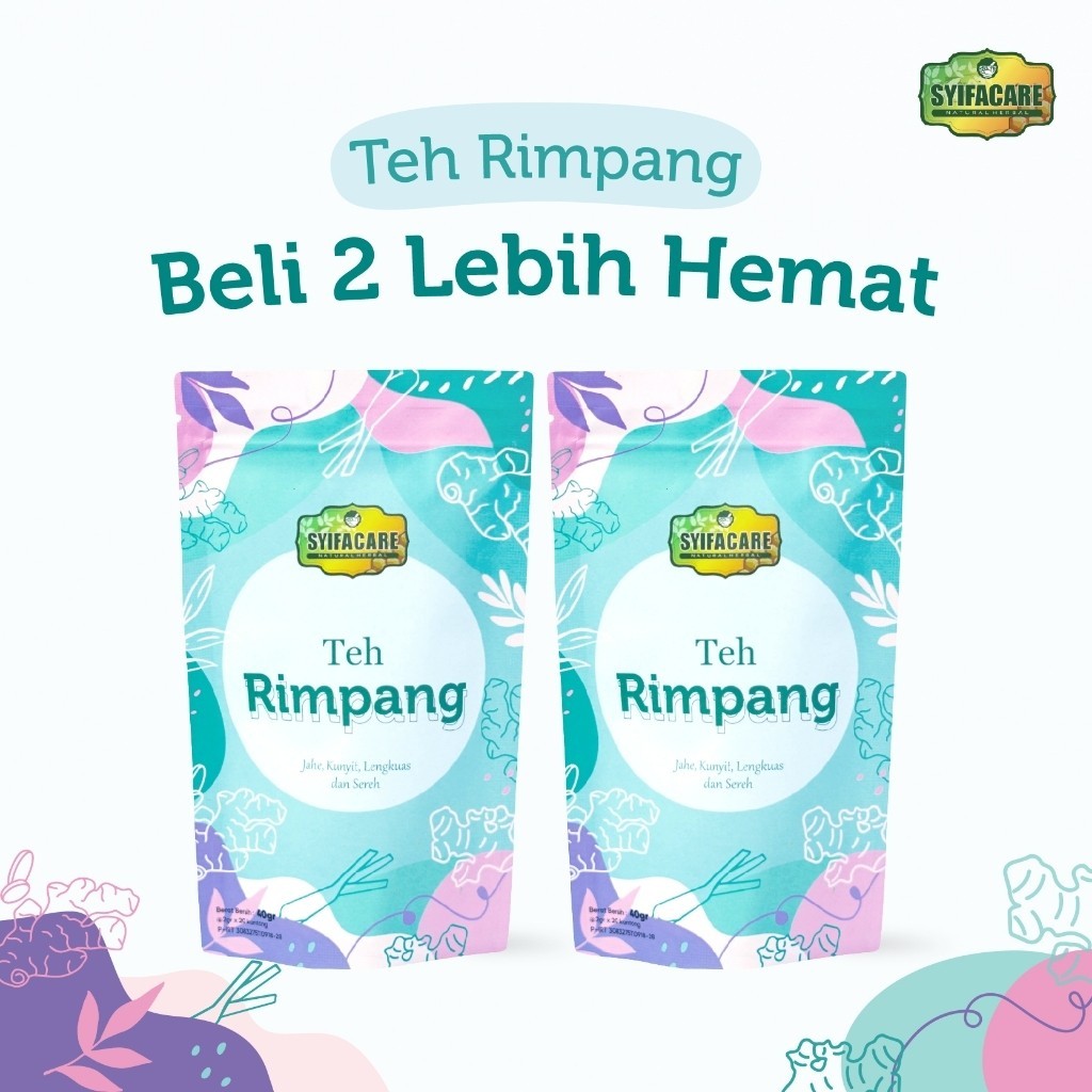 

(PAKET 2 POUCH)Teh Rimpang Syifacare Teh Celup Bahan Jahe Kunyit Sereh Lengkuas Jamu Membantu Melancarkan Haid Promil