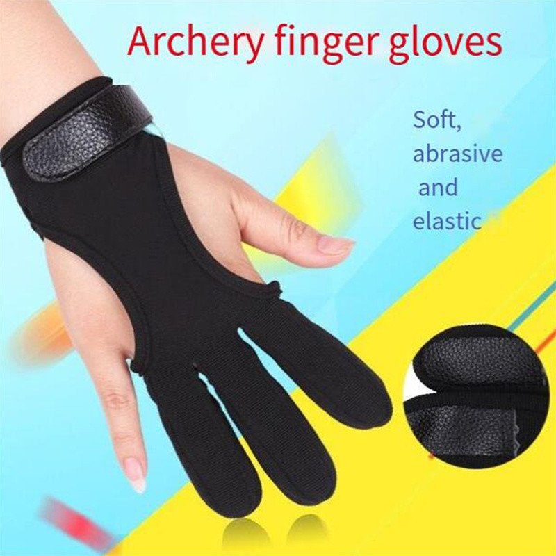 Archery Three-finger Gloves Hunting Shooting Protection Gloves Beginners Hand Guard Protector Glove 