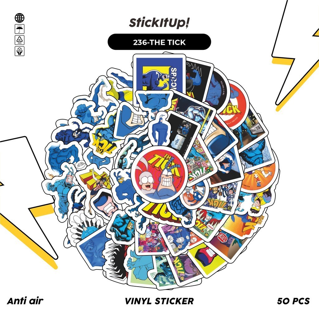 

COD✨ 50 Pcs Stiker Pack Motif Kartun The Tick Lucu Aesthetic Vynil Waterproof untuk Freebies Sticker Buku Journal Casing HP Laptop