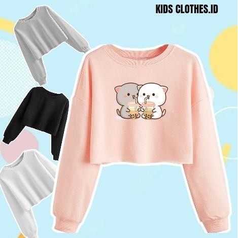 Miziara Kids Fashion terbaru pakaian crewneck anak perempuan model sweater lengan panjang crop top k