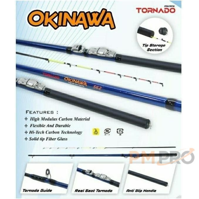 Tornado Okinawa 602 Lure 3-12g Joran Casting Udang Galah Panjang 180cm Tongkat Pancing Ujung Super L