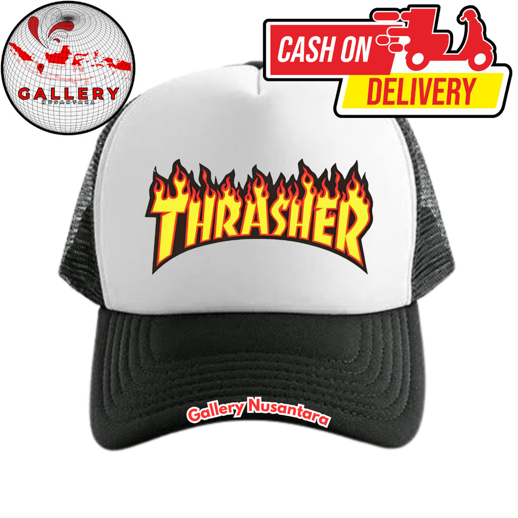 Gallery Nusantara Topi Trucker THRASHER - Topi Distro THRASHER Logo - Topi TRASHER Premium - Topi Pr