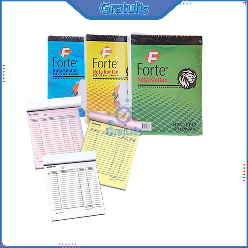 

KERTAS NOTA PEMBELIAN FORTE (1 PACK/10 BUKU) / NOTA KONTAN 1 RANGKAP/2 RANGKAP/3 RANGKAP / BUKU NOTA DATA BARANG