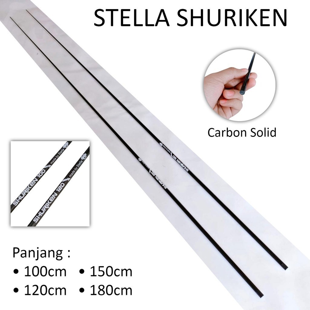 MP Stella Shuriken 100cm 120cm Blank Ujung Carbon Solid Buat Atasan Joran Bahan Pucukan Pancing Acti
