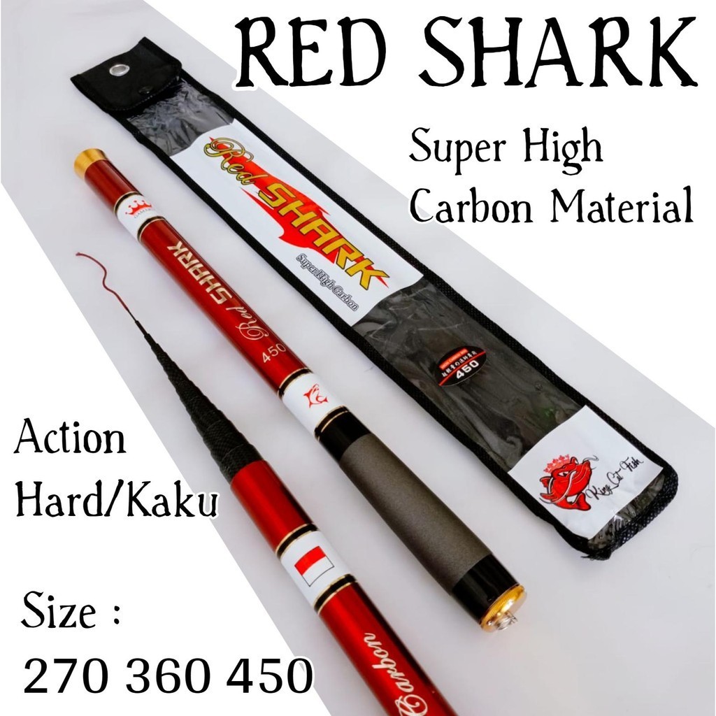 Gamaru Red Shark 450 Joran Tegek Ruas Pendek Bahan Carbon Action Hard Walesan Tongkat Pancing Tegeg 
