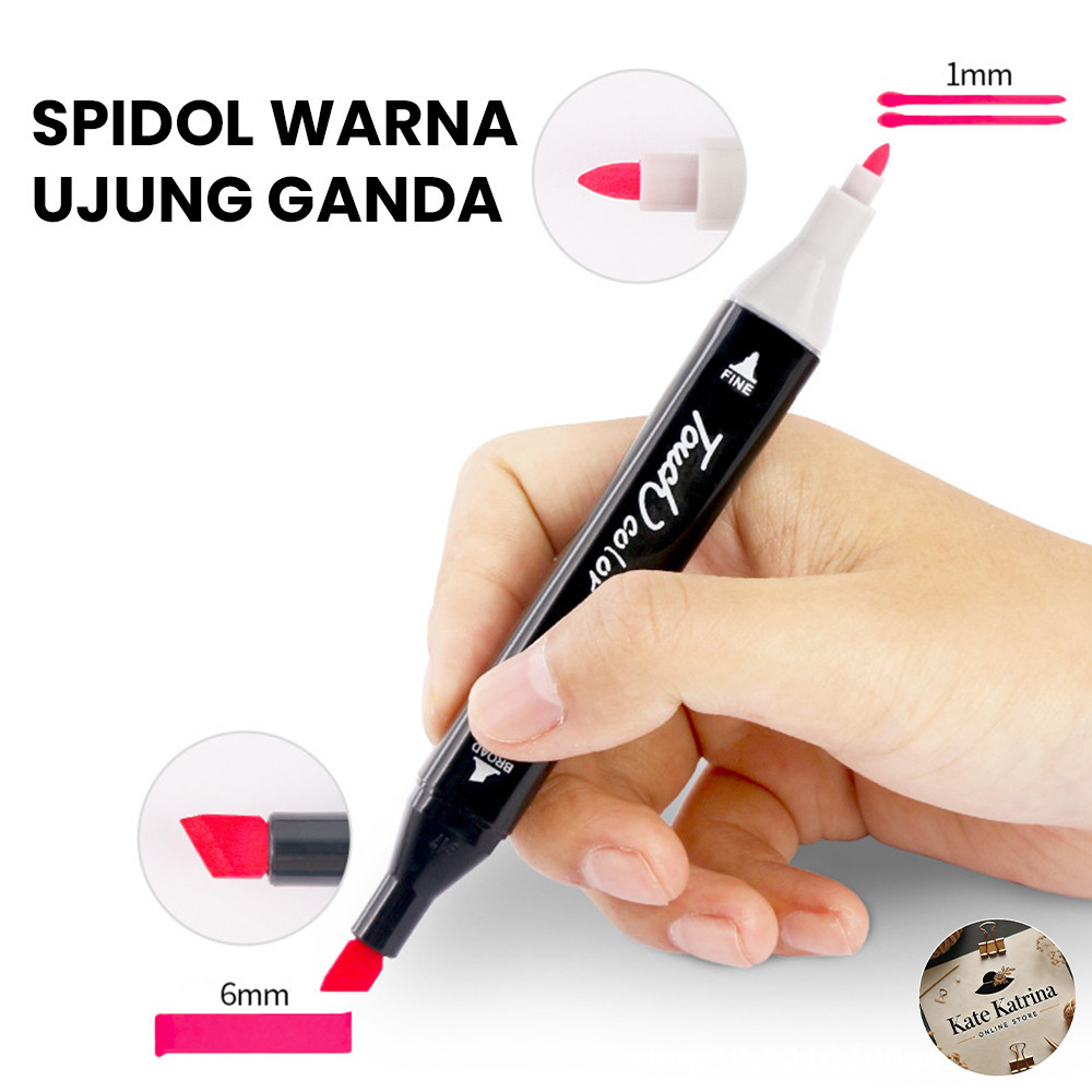 

KK Spidol warna Ujung Ganda 12 Pcs Color Water Based Double Tip Market