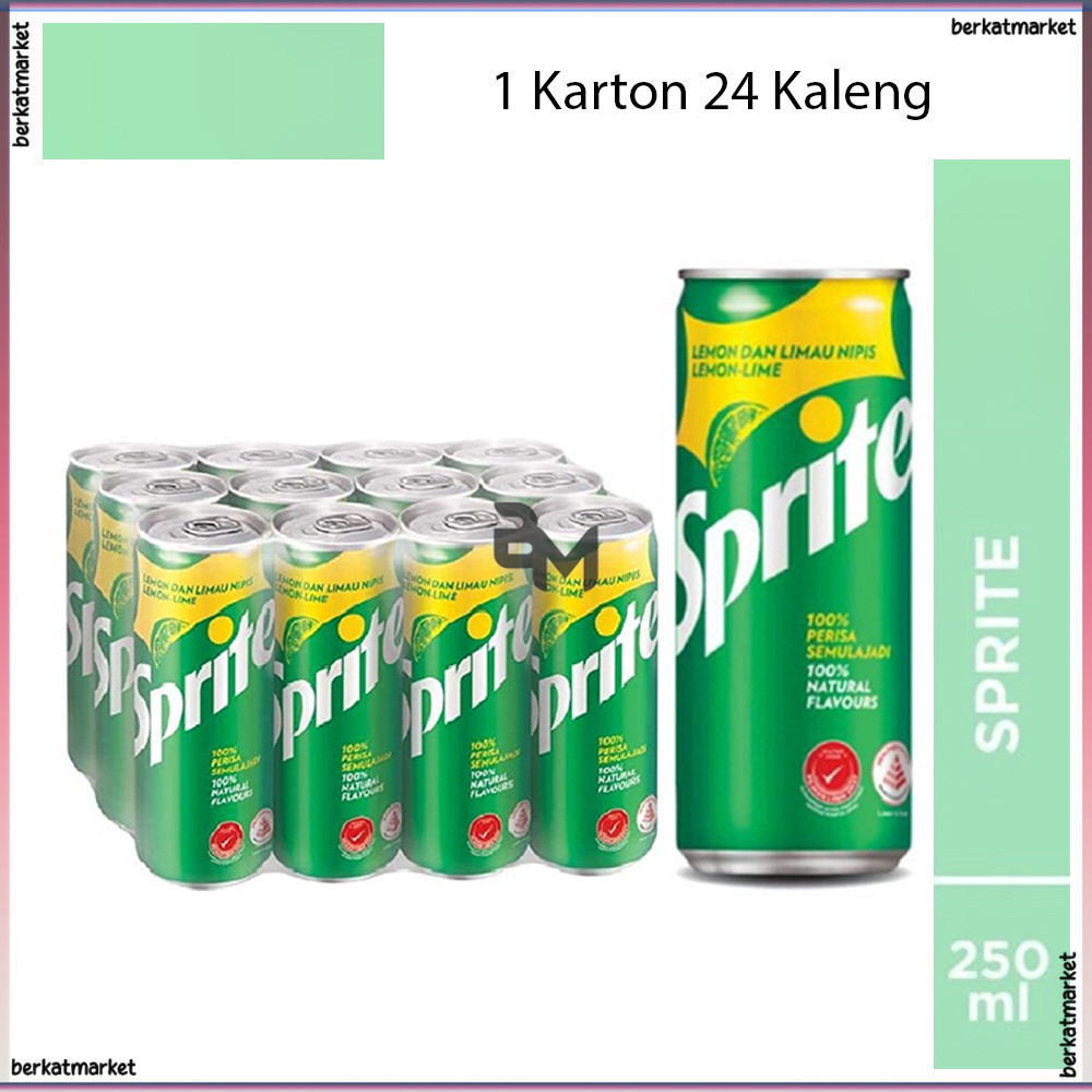 Sprite Kaleng Can 1 Karton Dus Kardus 250ml Isi 12 Pcs Botol Kecil Mini Slim Beling Besar Hijau Zero