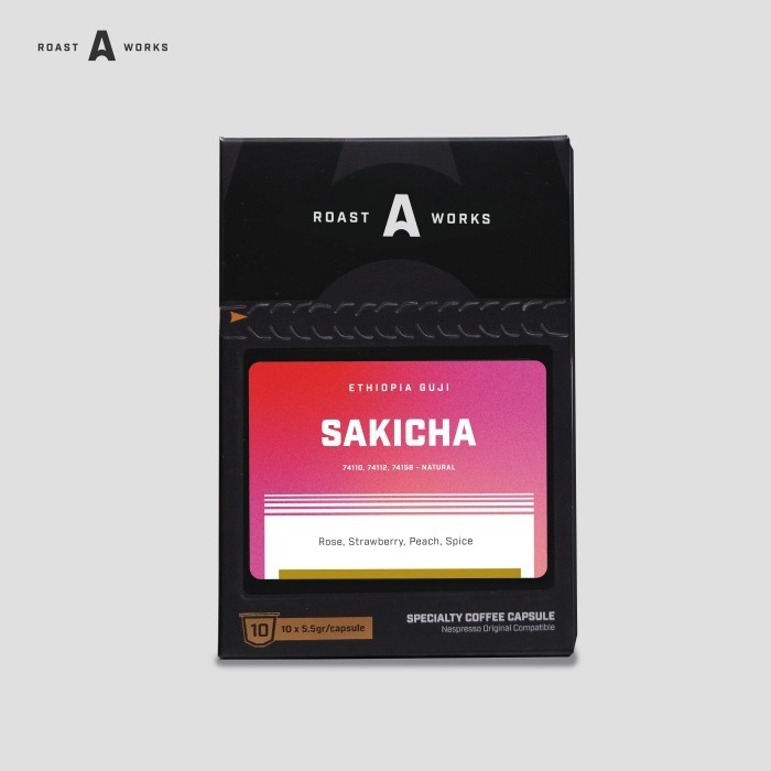 

Ethiopia Guji Sakicha 74110, 74112, 74158 - Natural - Nespresso Compatible Capsule - A Roastworks - (10 x 5.5gr/capsule)