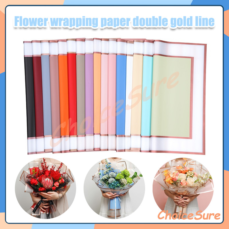 

Flower Wrapping/ Kertas Bunga / Kertas Cellophane Buket Bunga Double Gold Frame / Flower wrapping paper double gold line / Cellophane Kertas Buket Bunga Florist