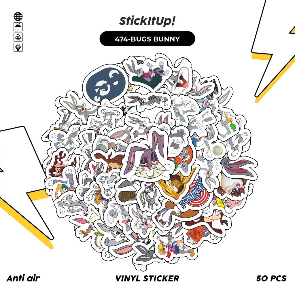 

COD✨ 50 Pcs Stiker Pack Lucu Motif Kartun Bugs bunny Anti Air Untuk Dekorasi Notebook Sepeda Skateboard Handphone DIY