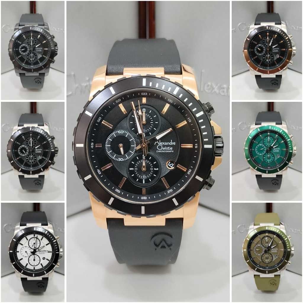 Jam Pria Alexandre Christie AC6141 AC 6141 Rubber Original Garansi Resmi Alexander Christie Free Bat