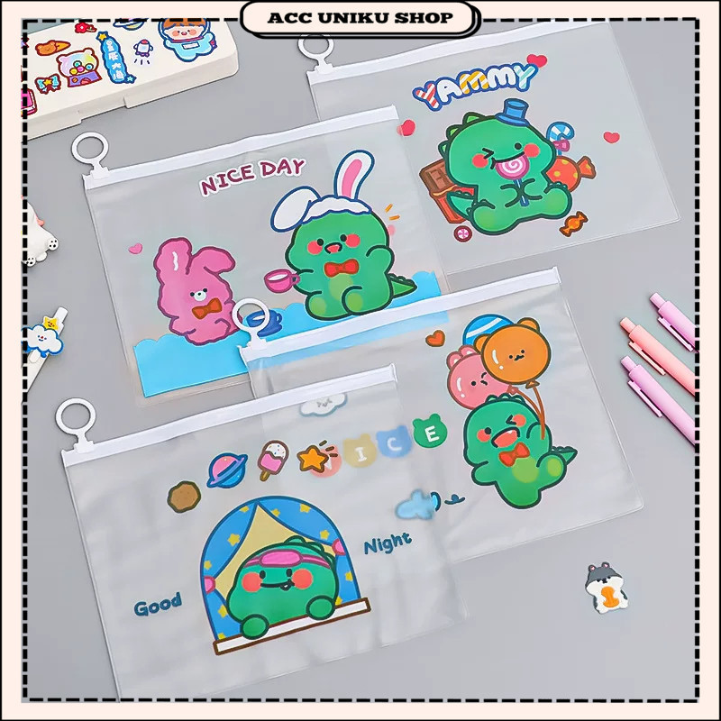 

AU - TEMPAT PENSIL MOTIF DINO LUCU MODEL ZIPLOCK TRANSPARAN / KOTAK PENSIL ALAT TULIS DINO PRAKTIS
