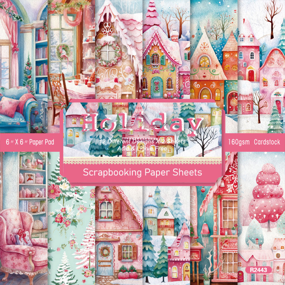 

24sheets Christmas House Paper Pack for DIY Scrapbooking Card Making Album Paper Craft