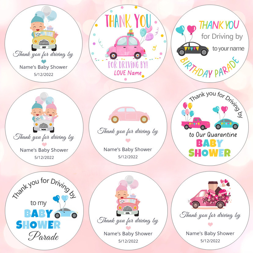 

Quarantine Birthday Party Stickers Custom Text Drive Through Baptism Baby Shower Party Favor Stickers Thank You Gift Lables