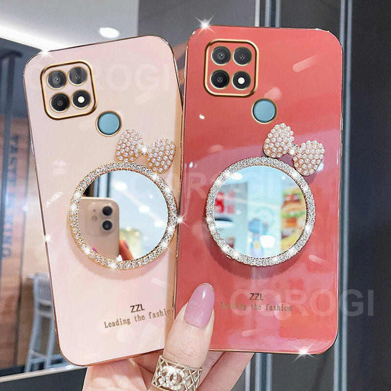 Casing HP Realme C25Y C21Y C21 C20 C17 C15 C11 2021 C11 Cermin Mewah 6D Plating Square Bumper Bumper