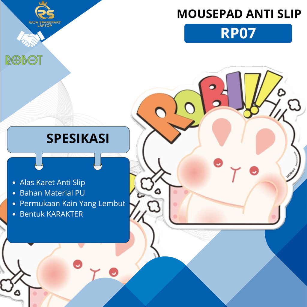 ROBOT RP07 Putih - MousePad KarakterLucu Material PU Anti-Slip Original Mouse Pad