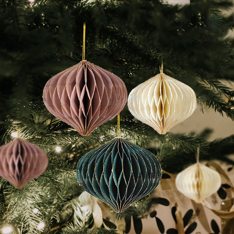 Mini Paper Honeycomb Ball Pendants for Christmas Tree Ball Hanging Ornament Home Window Door Decorat