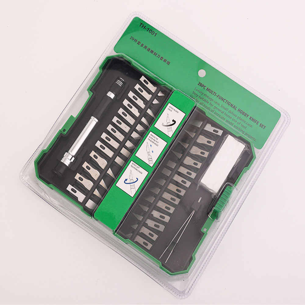 

29PCS Carving Knife Set Precision Cutter Colorful Handle Scalpel Pocket Knife Arts Paper Hand Tool DIY Utility Knives Repair Box