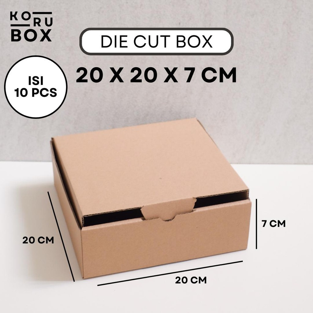 

[ISI 10] Box Kardus Karton Die Cut Mailer 20x20x7 cm Tanpa Sablon - Bahan B Flute Cokelat