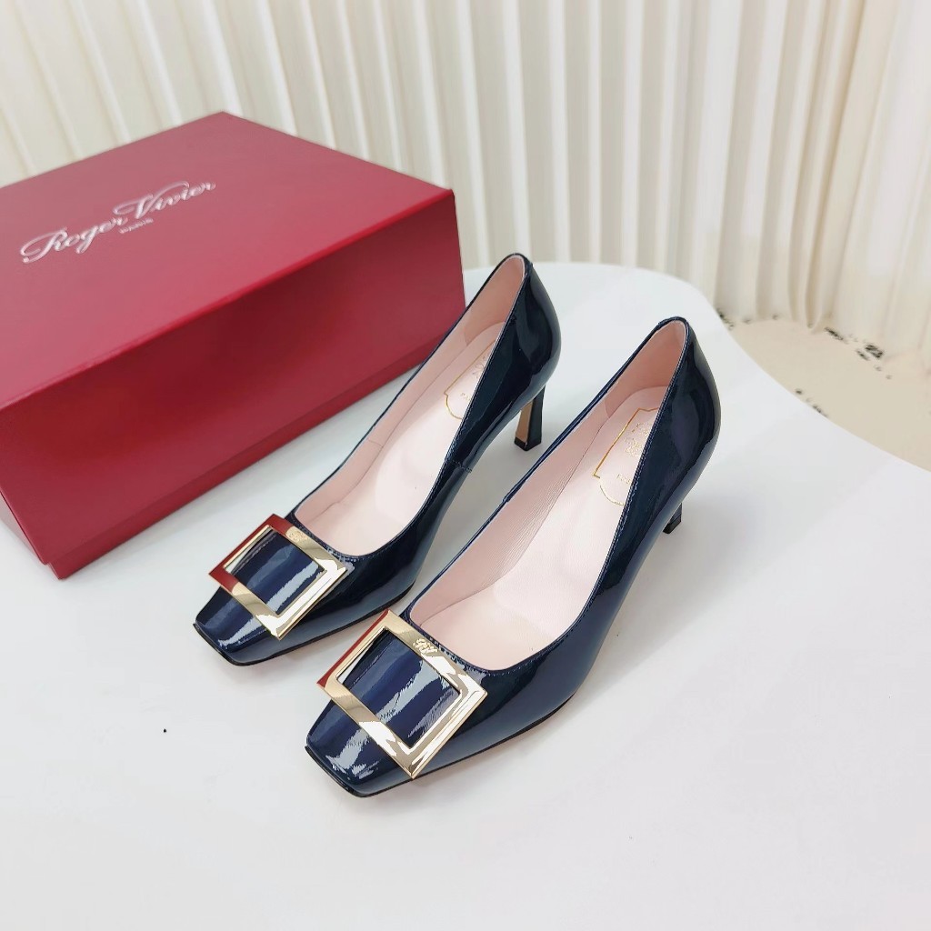 New Counter ORI Roger Vivier RV fashion classic square buckle banana follow-up shoes high heels