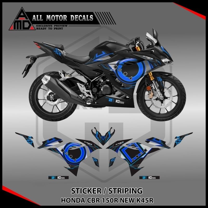 STRIPING CBR 150 R NEW K45R TAHUN 2021 SAMPAI SEKARANG CUSTOM LIVERY HELM KYT / STICKER MOTOR CBR 15