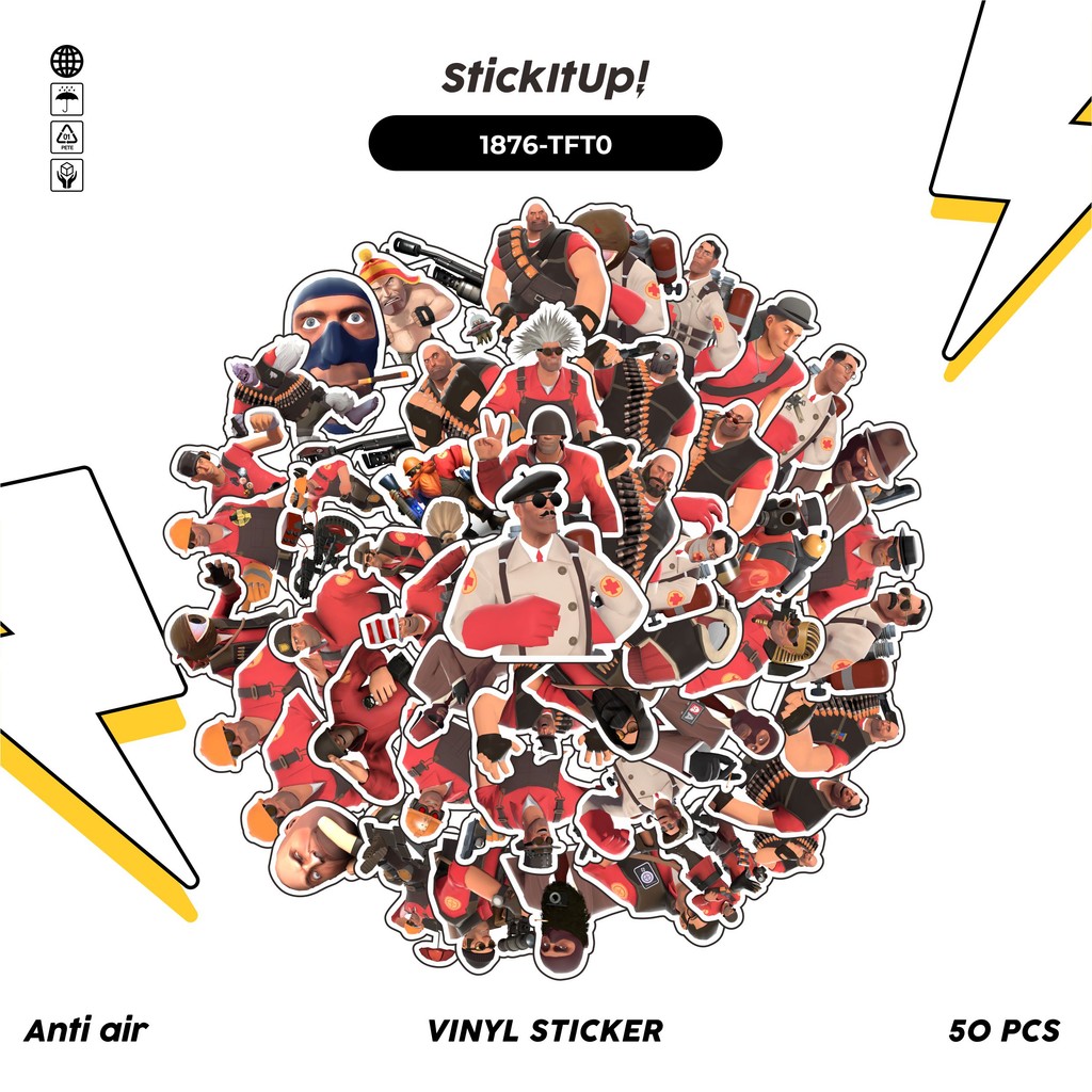 

COD✨ 50 Pcs Stiker Pack TEAM F0RTRES CHAR MIX 10 Lucu Aesthetic Vynil Waterproof untuk Freebies Sticker Buku Journal Casing HP Laptop