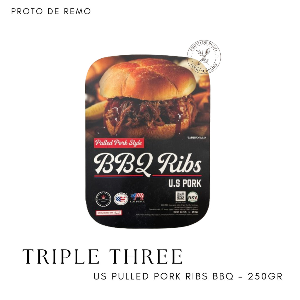 

Triple Three US Pulled Pork Style Ribs BBQ | Daging Iga Babi Cincang - 250gr