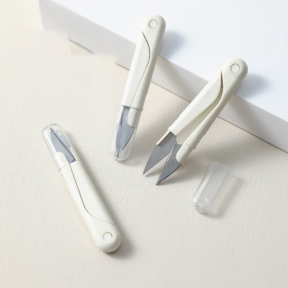 

3/2/1PCS Stainless Steel Spring Small Scissors with Cover Portable Thread Cutting Head Sewing Scissors