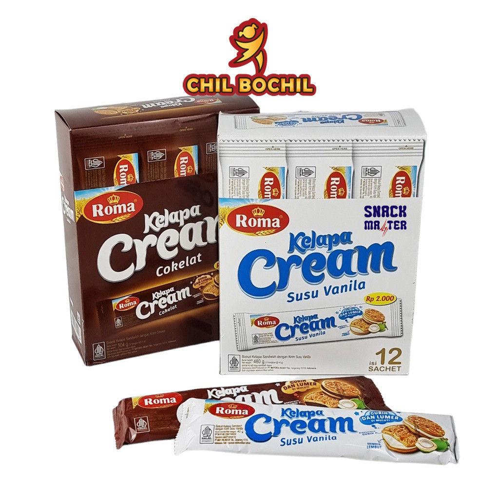 

ROMA KELAPA CREAM BOX 480GRAM ISI ( 12 SACHET X 40 GRAM ) - ROMA KELAPA CREAM VANILLA DAN COKELAT - CHIL BOCHIL