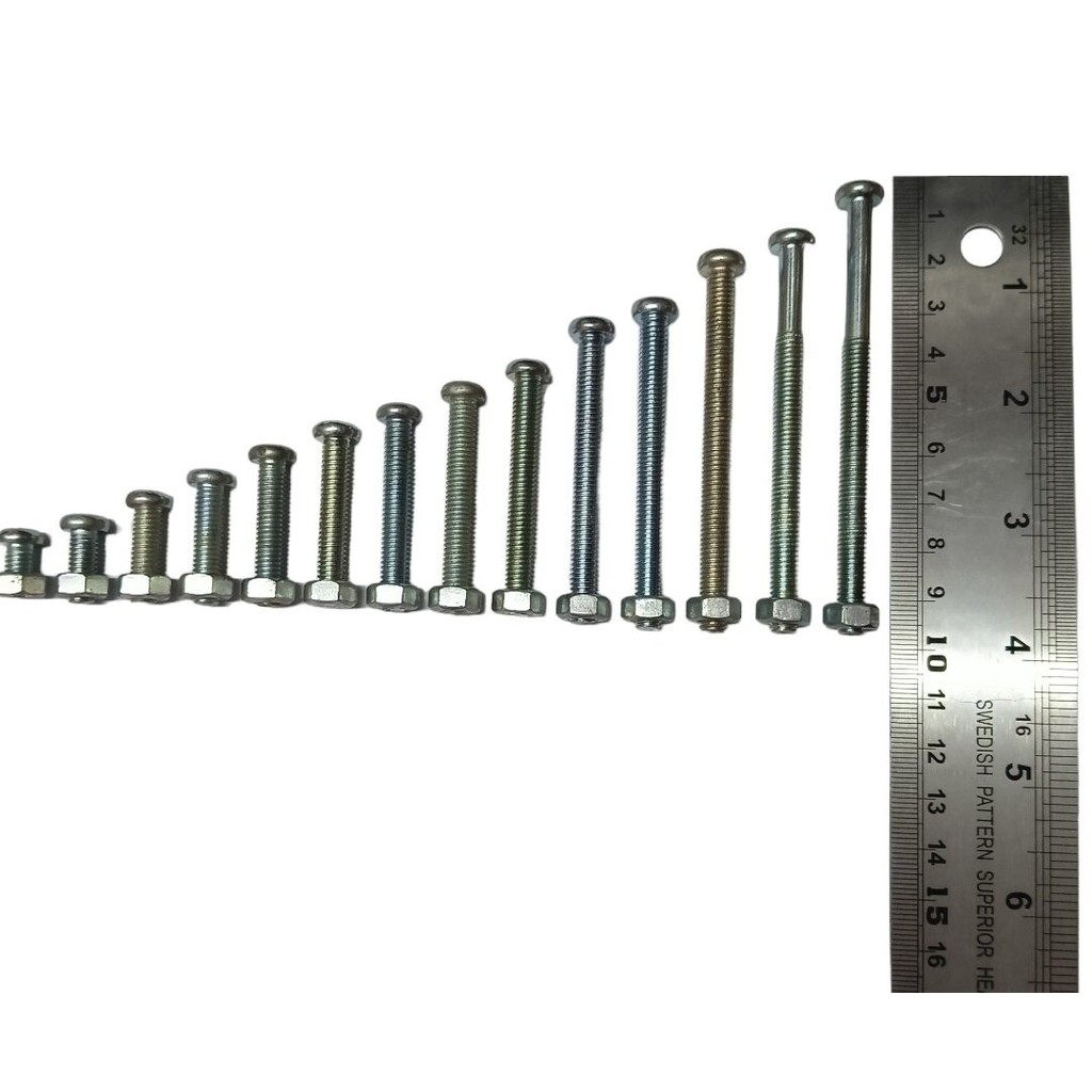 (paket 10 pcs) Baut/baud jp obeng + mur 8/5mm. 5x10/5x15/5x25/5x30/5x35/5x40/5x45/5x50/5x55/5x60/5x7