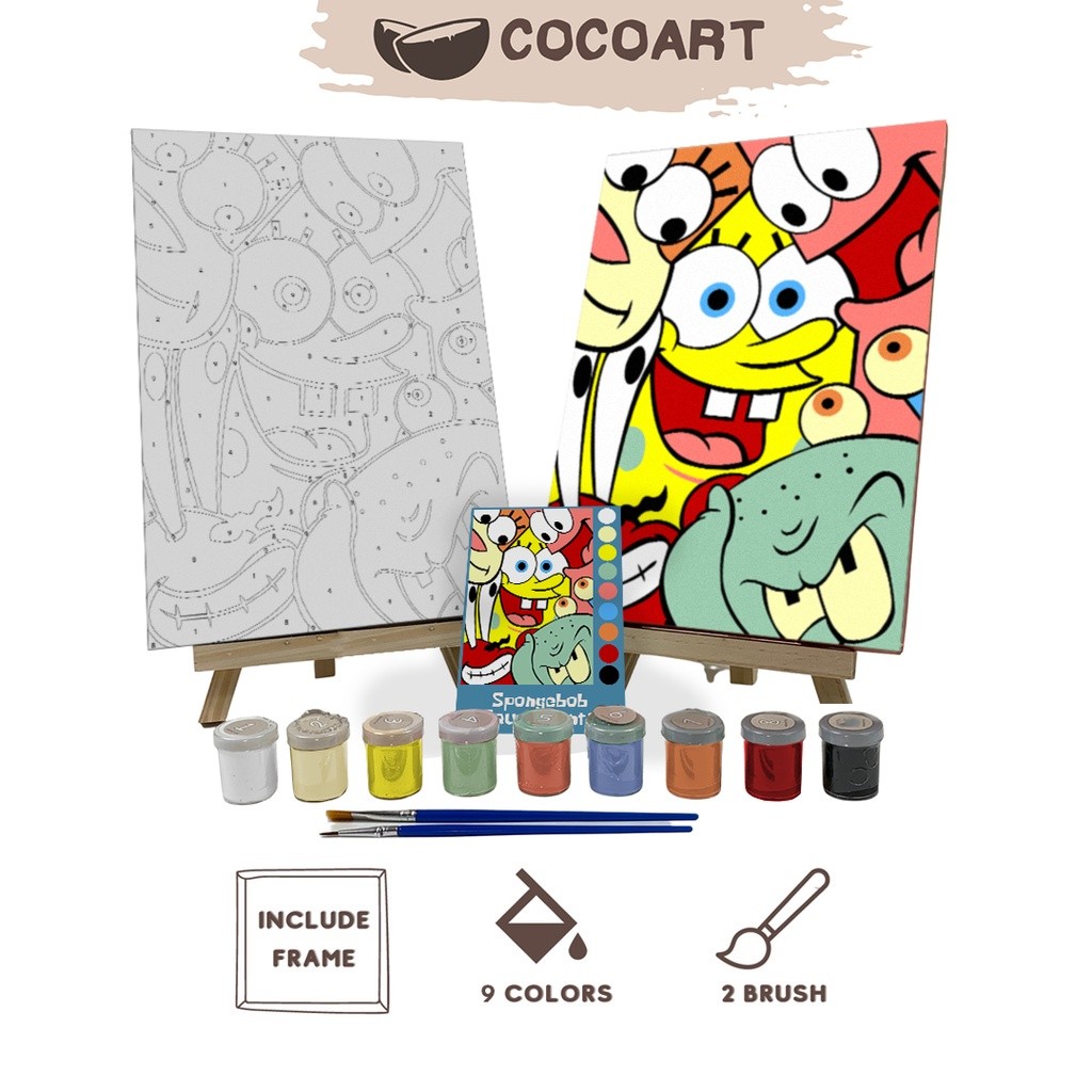 

murah banget Paint By Number Kit [ Spongebob Squarepants ] - Cocoart.id I Kanvas 30 x 20 cm hig quality