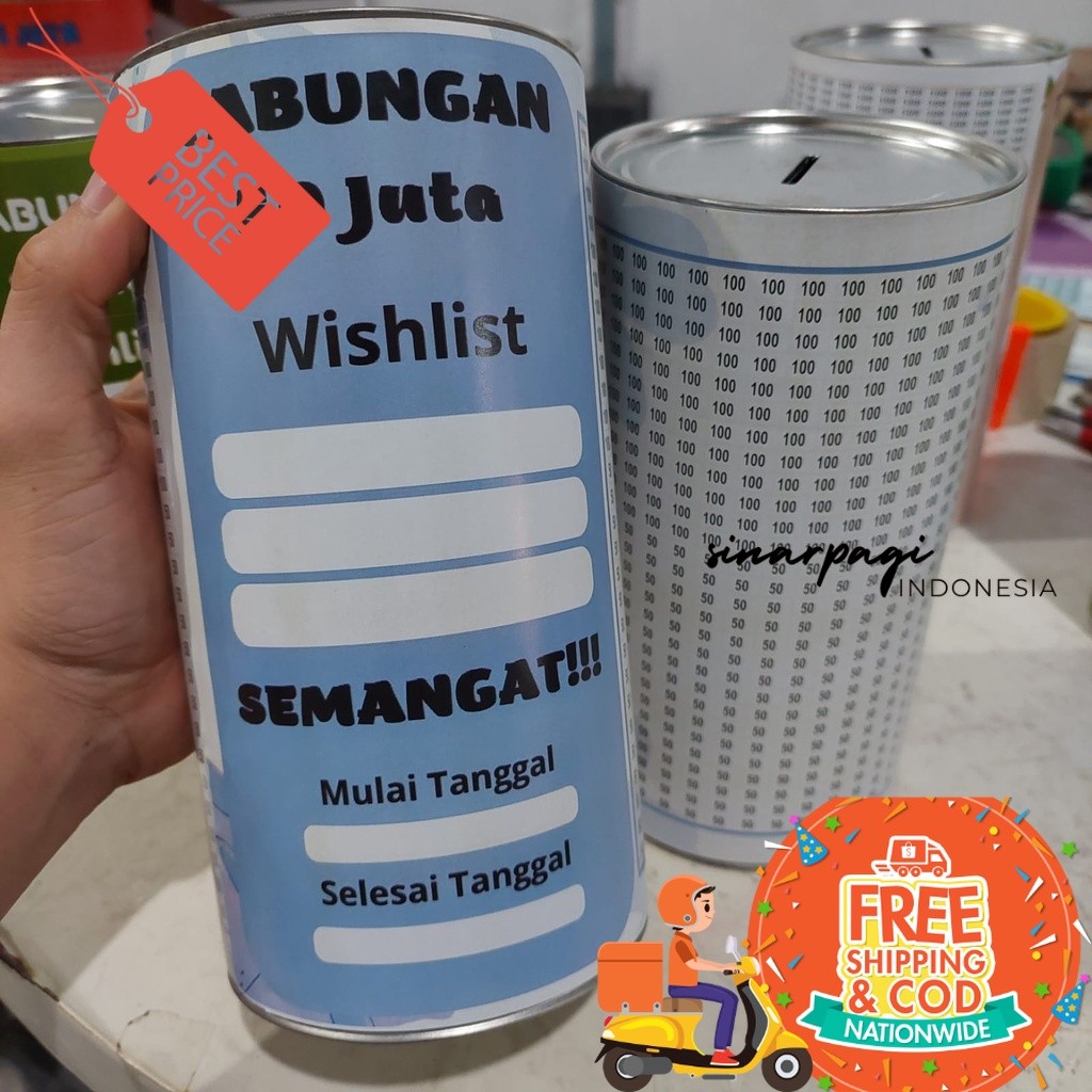 Celengan Murah Target Permanen Wishlist / Target 100 Juta, 50 Juta, 30 Juta / Pecahan 100k 50k