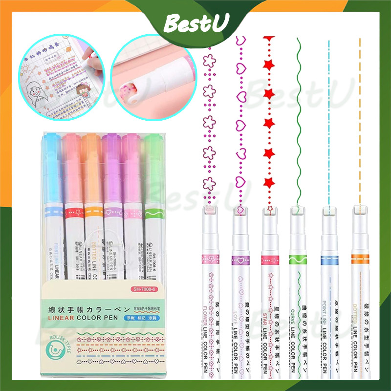

Spidol Garis Aesthetic Warna Warni Spidol Garis Motif Lucu 1 Set 6 Pcs /pulpen roller pen Higlighter Random Spidol Garis Line Marker Alat Tulis Kantor