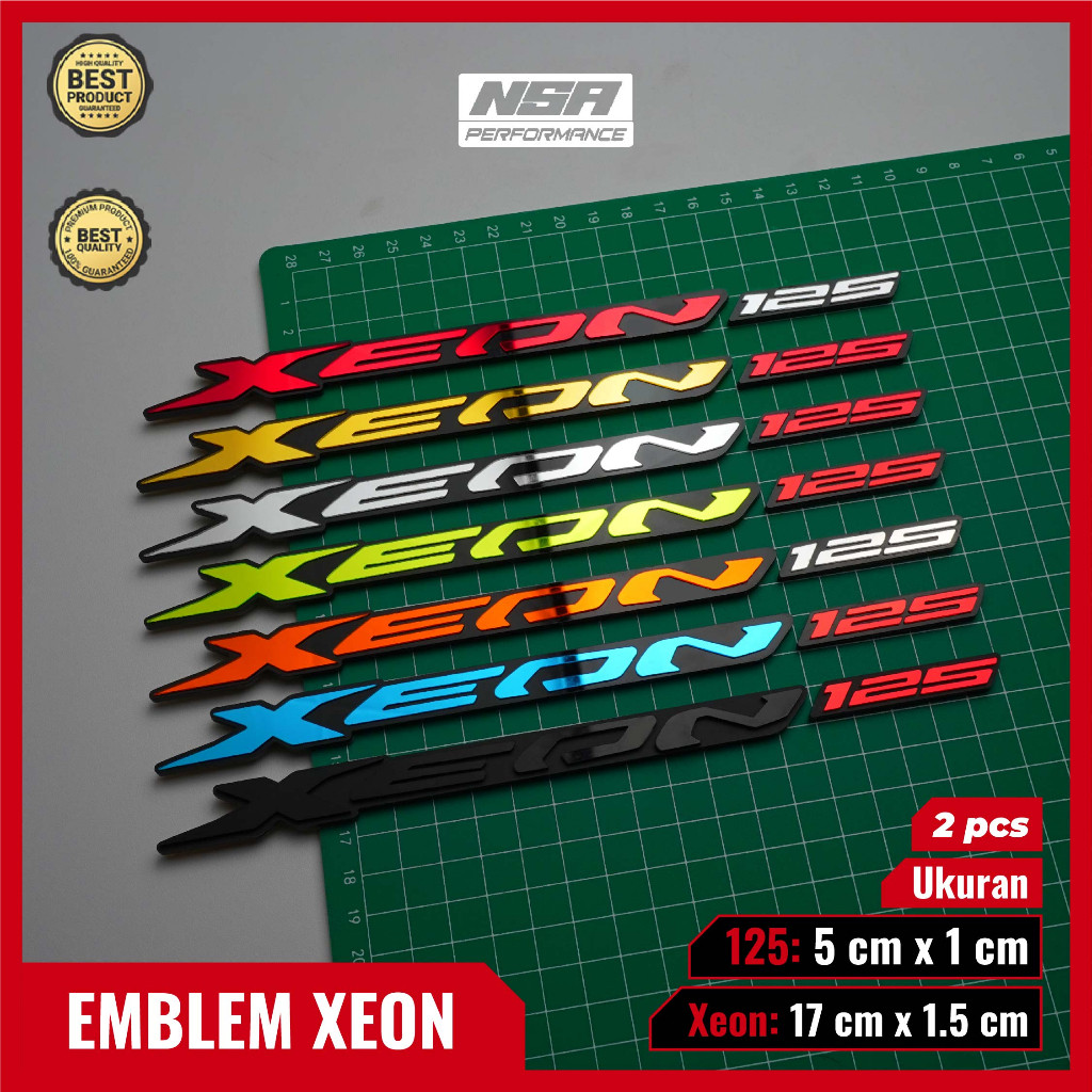 NSA 2PCS EMBLEM XEON 125 LOGO XEON125 TIMBUL BUKAN STIKER STICKER 3D YAMAHA XEON VARIASI XEON 125