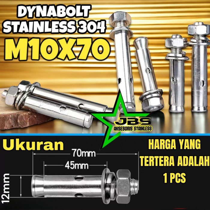 SA99 Dynabolt stainless 304 M10x70