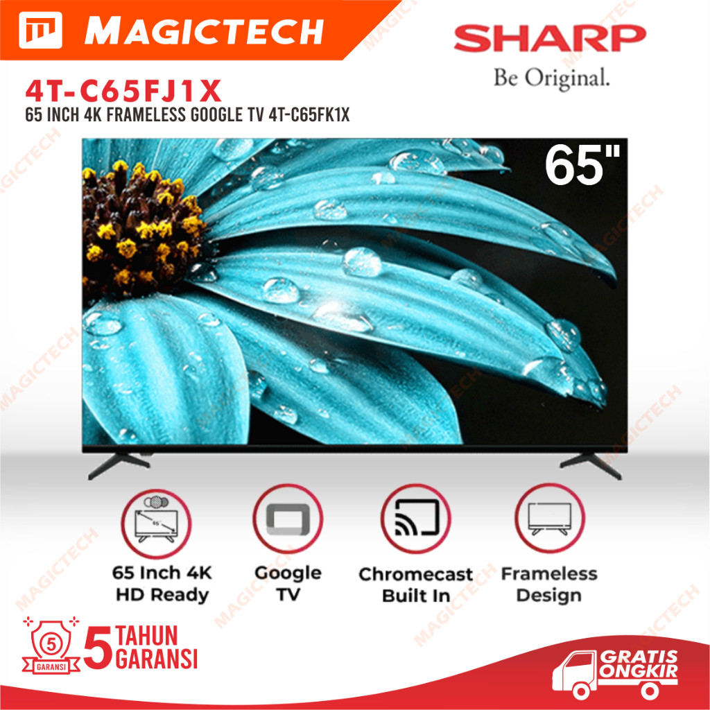 TV LED SHARP 65 INCH / 65" 4T-C65FJ1X SMART GOOGLE TV 4K UHD HDR FRAMELESS 65FJ1X