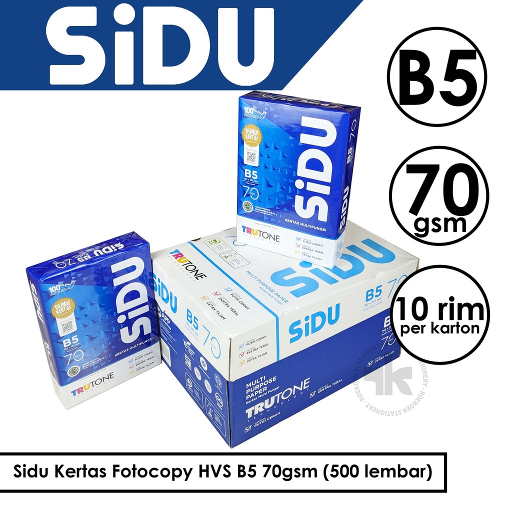 

Sidu Kertas Fotocopy HVS B5 70gsm (500 lembar)