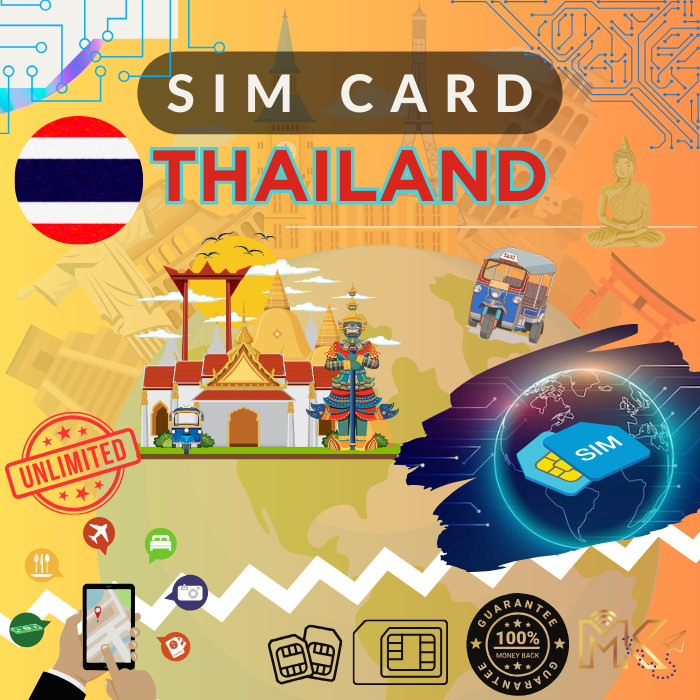 MKTRAVEL - Sim Card Data Internet Unlimited THAILAND DTAC Sim Card
